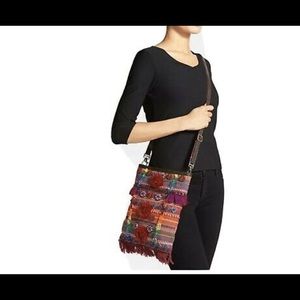 TOMS Summit Stripe Embellished Crossbody clutch artisan collection boho rainbow